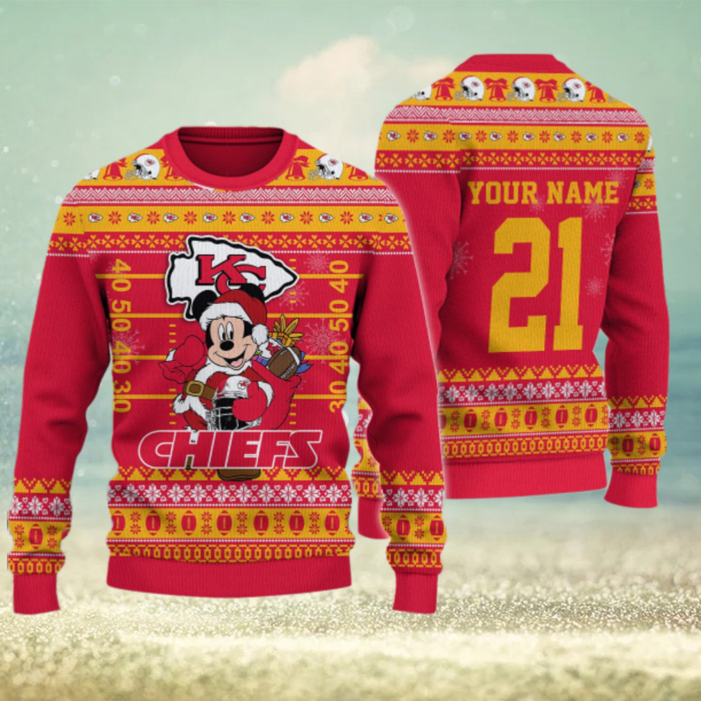 Kansas City Chiefs Mickey Mouse Santa Ugly Christmas Sweater Kansas City Chiefs Mickey Mouse Santa Ugly Christmas Sweater