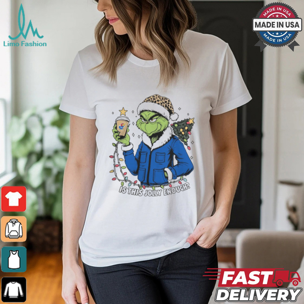 Kansas Jayhawks x Santa Grinch Is This Jolly Enough Merry Christmas Shirt Kansas Jayhawks x Santa Grinch Is This Jolly Enough Merry Christmas Shirt