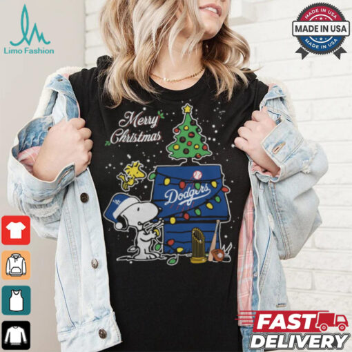 Los Angeles Dodgers Merry Christmas With Snoopy Baby T Shirt