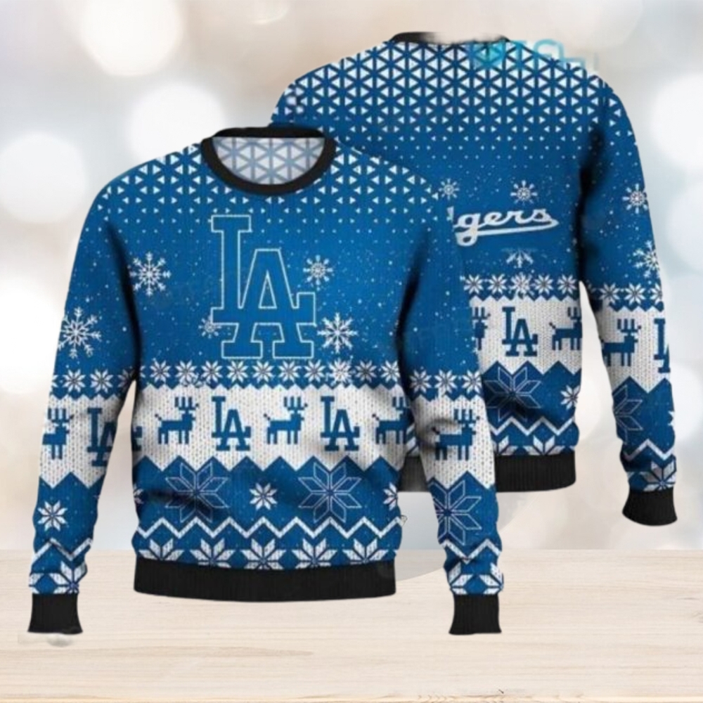 Los Angeles Dodgers Ugly Christmas Sweater With Reindeer Pattern Los Angeles Dodgers Ugly Christmas Sweater With Reindeer Pattern