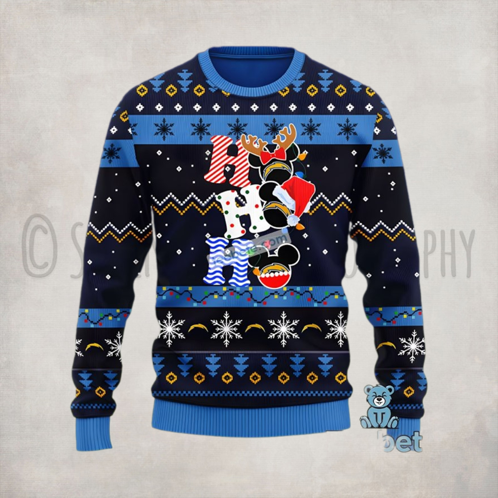 Los Chargers Hohoho Mickey Mouse Blue Ugly Christmas Sweatshirt Womens Los Chargers Hohoho Mickey Mouse Blue Ugly Christmas Sweatshirt Womens
