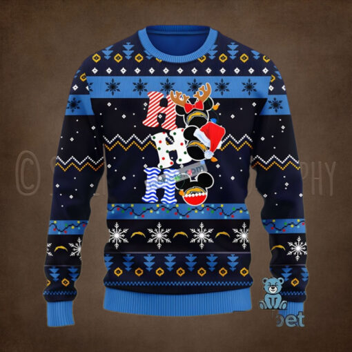 Los Chargers Hohoho Mickey Mouse Blue Ugly Christmas Sweatshirt Womens