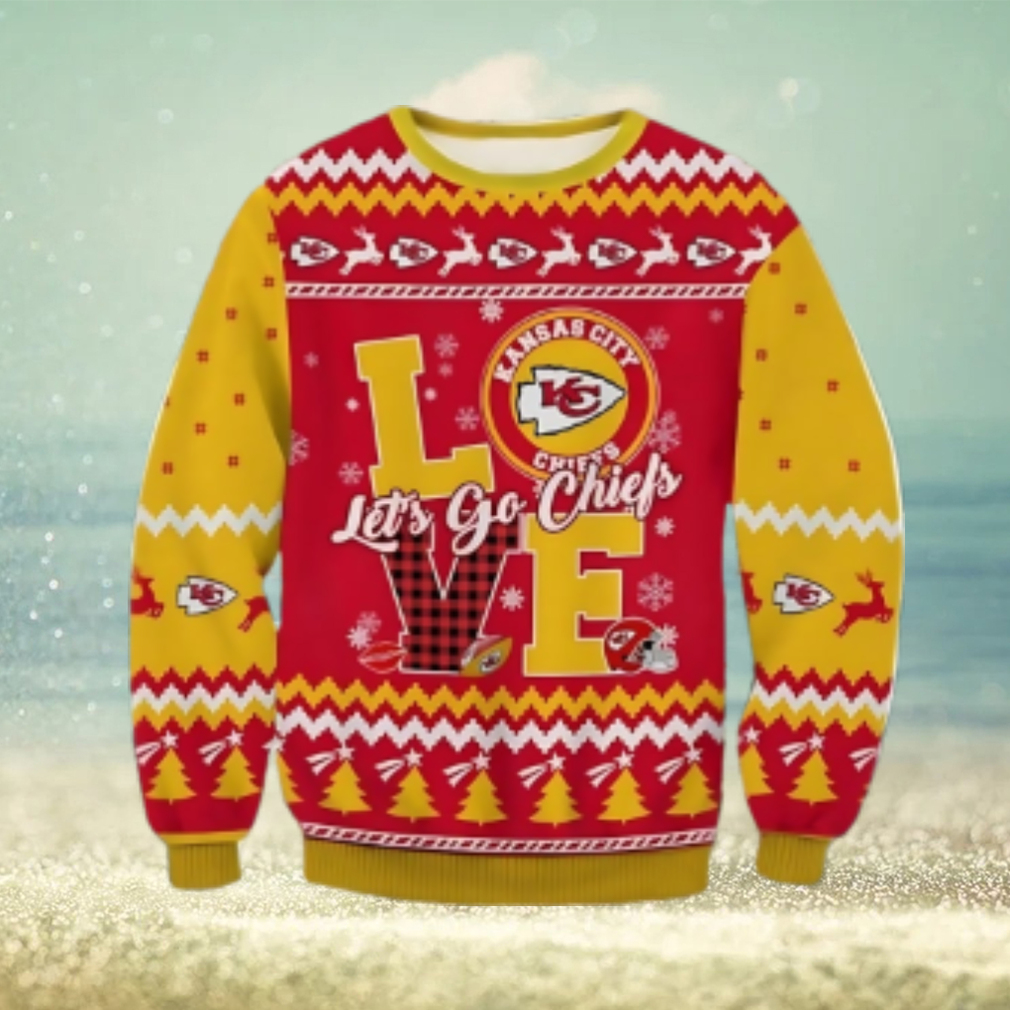 Love Let’s Go Chiefs Ugly Christmas Sweater Love Let’s Go Chiefs Ugly Christmas Sweater