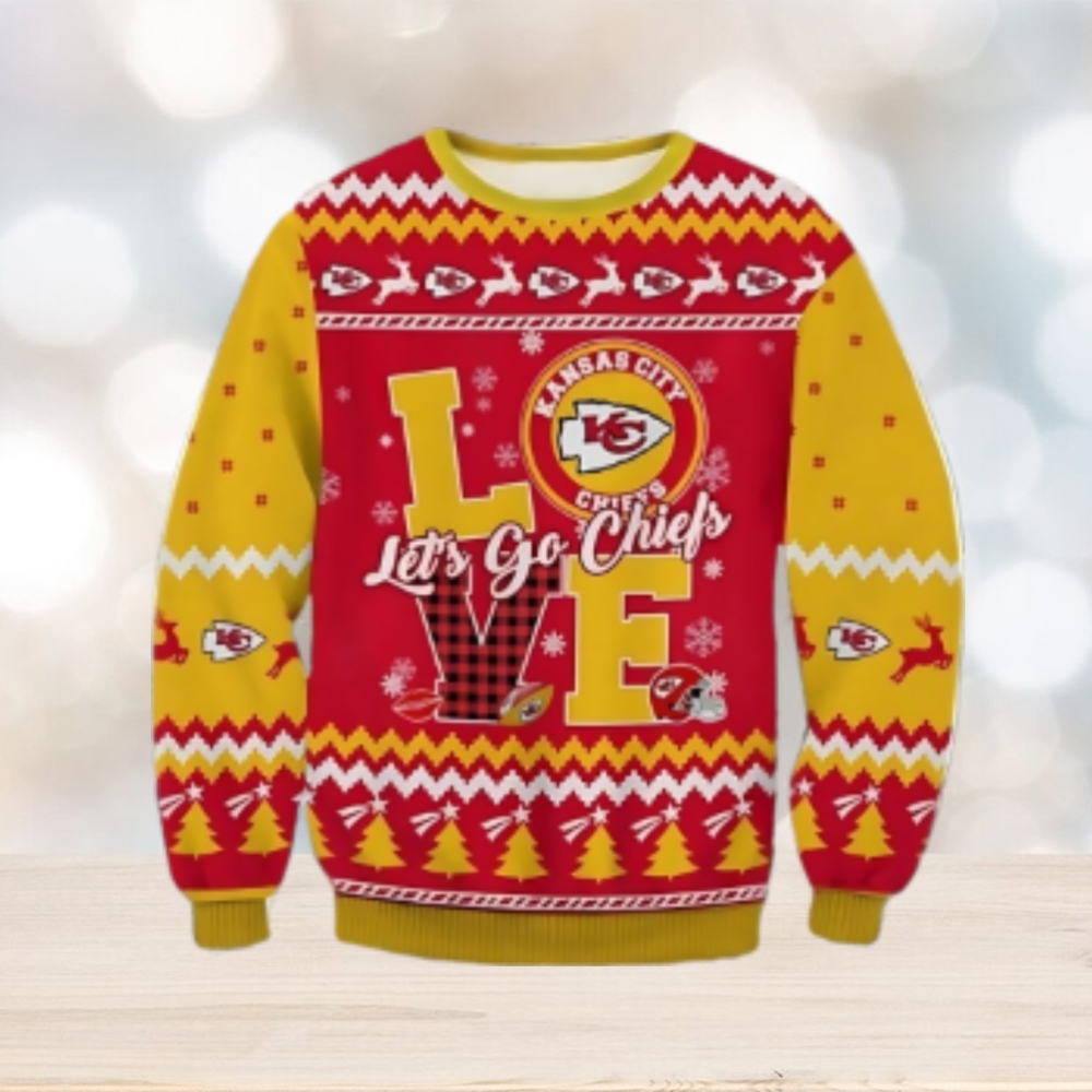 Love Let’s Go Chiefs Ugly Christmas Sweater Love Let’s Go Chiefs Ugly Christmas Sweater