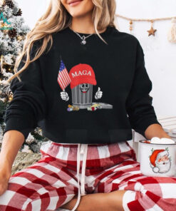 MAGA Garbage Can with American Flag Tee