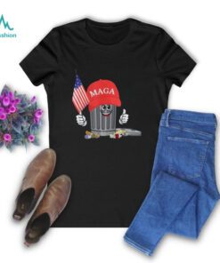 MAGA Garbage Can with American Flag Tee