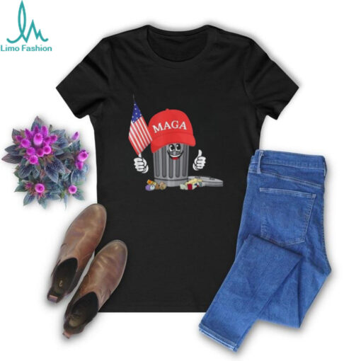 MAGA Garbage Can with American Flag Tee