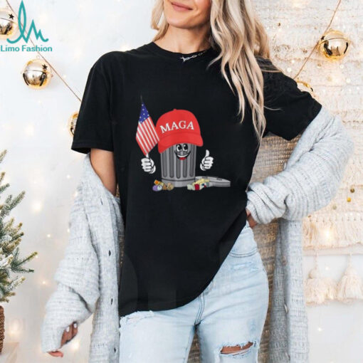 MAGA Garbage Can with American Flag Tee