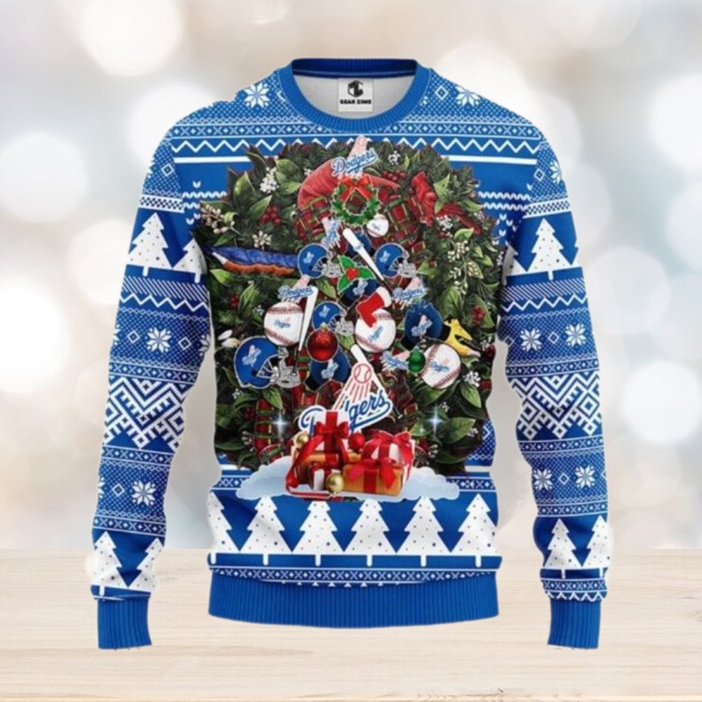 MLB Dodgers Holiday Wreath With Ornaments Ugly Sweater MLB Dodgers Holiday Wreath With Ornaments Ugly Sweater