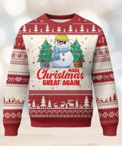 Make Christmas Great Again Ugly Christmas Sweater Funny Trump Snowman Xmas