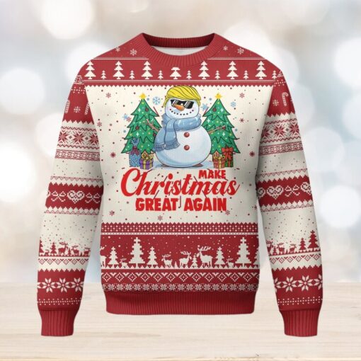 Make Christmas Great Again Ugly Christmas Sweater Funny Trump Snowman Xmas