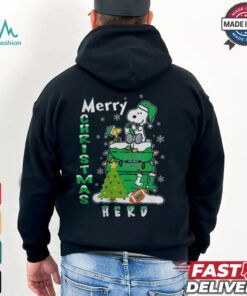 Marshall Thundering Herd Snoopy And Woodstock Merry Christmas Shirt