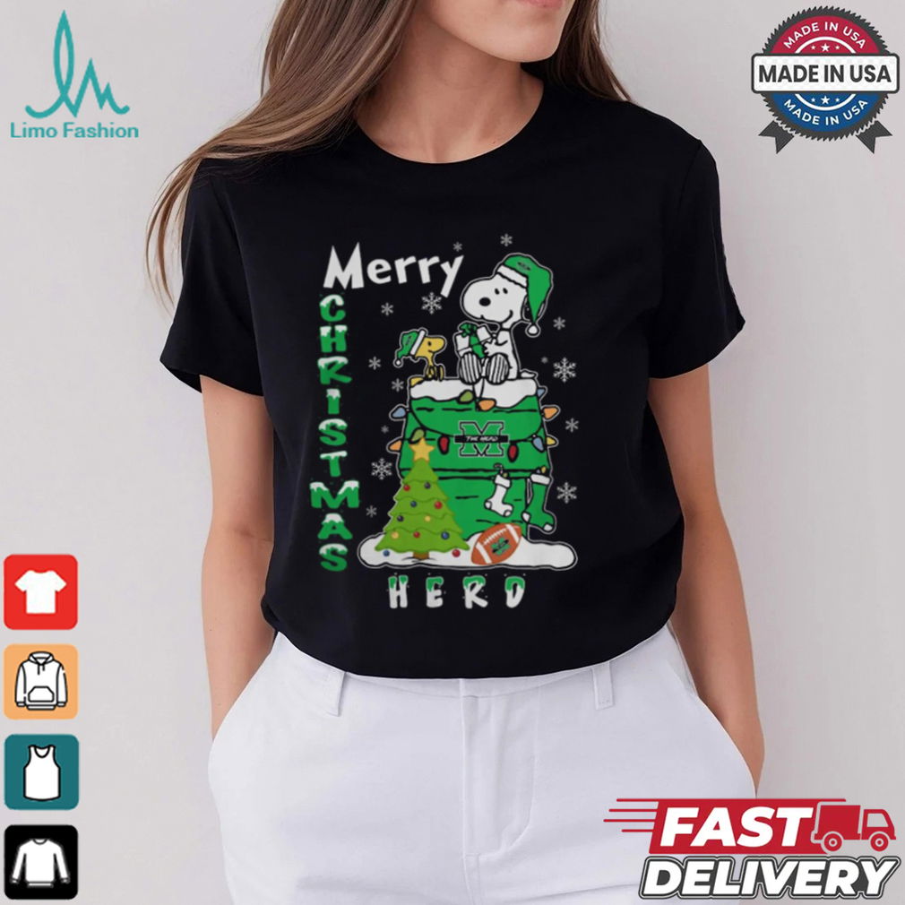 Marshall Thundering Herd Snoopy And Woodstock Merry Christmas Shirt Marshall Thundering Herd Snoopy And Woodstock Merry Christmas Shirt