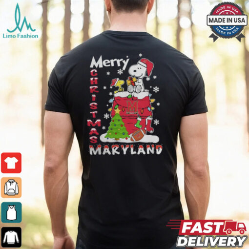 Maryland Terrapins Snoopy And Woodstock Merry Christmas Shirt