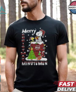 Massachusetts Minutemen Snoopy And Woodstock Merry Christmas Shirt