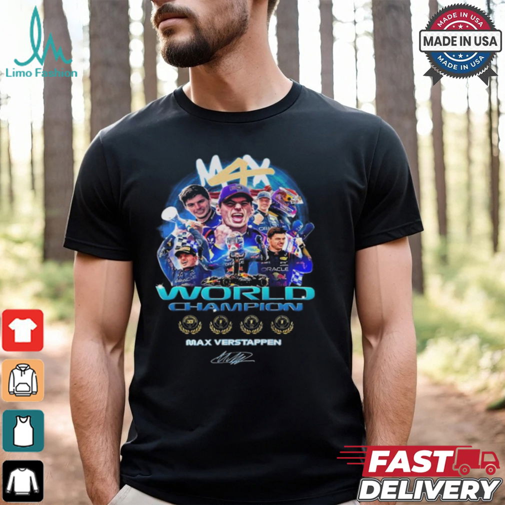 Max Verstappen M4x World Champions Signature T Shirts Max Verstappen M4x World Champions Signature T Shirts