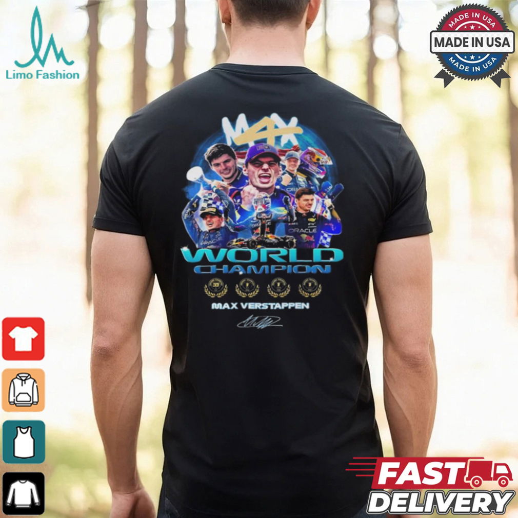 Max Verstappen M4x World Champions Signature T Shirts Max Verstappen M4x World Champions Signature T Shirts