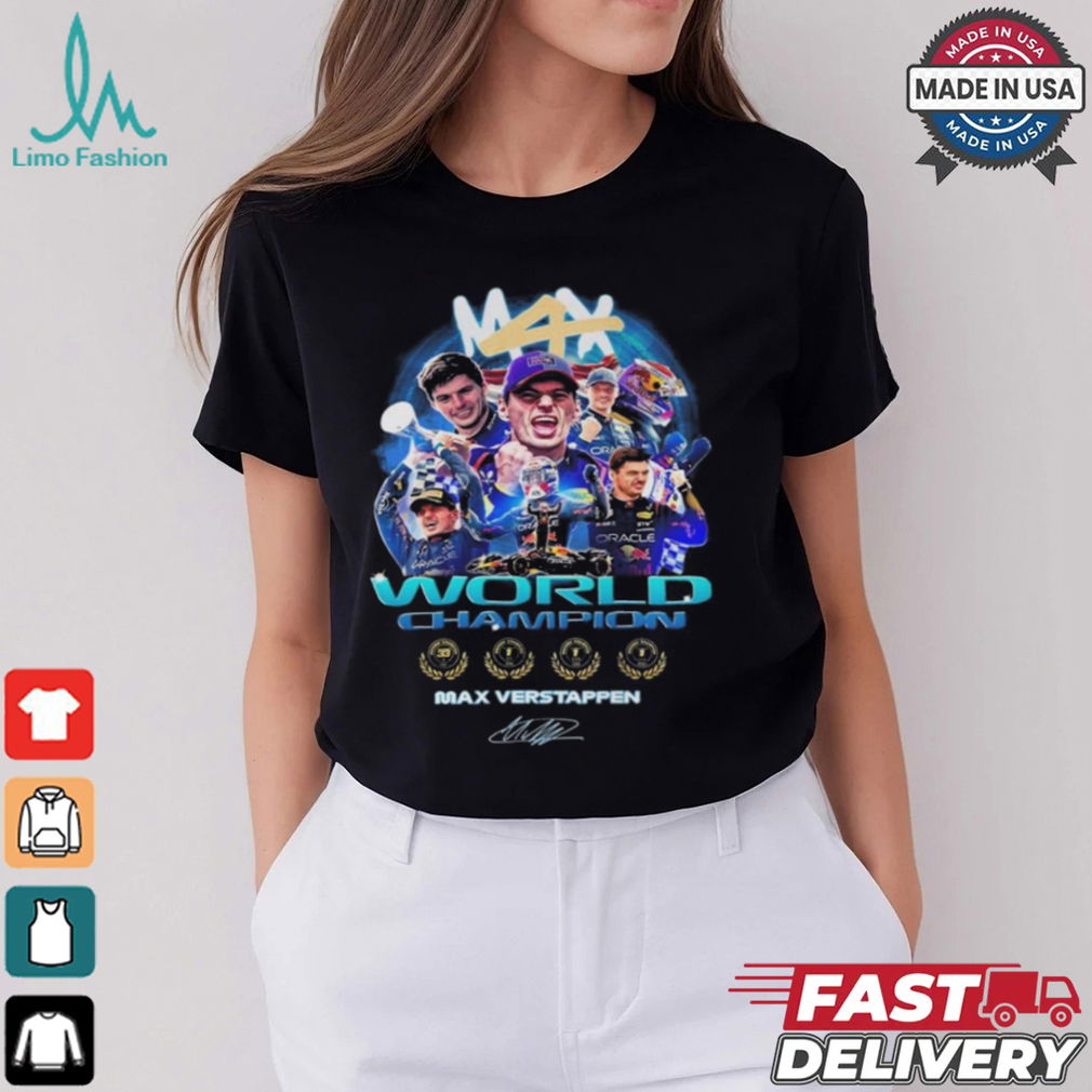 Max Verstappen M4x World Champions Signature T Shirts Max Verstappen M4x World Champions Signature T Shirts
