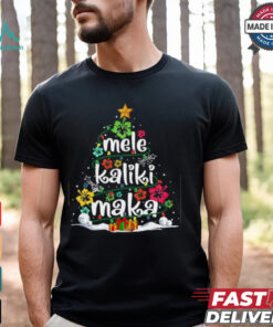 Mele Kalikimaka Tropical Christmas Hawaiian Santa Xmas Tree Christmas T Shirt