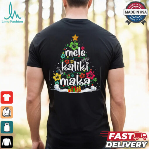 Mele Kalikimaka Tropical Christmas Hawaiian Santa Xmas Tree Christmas T Shirt