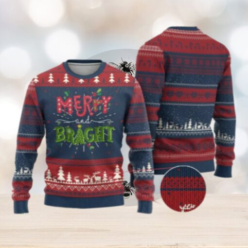 Merry And Bright Christmas Tree Xmas Holiday Ugly Christmas Sweater