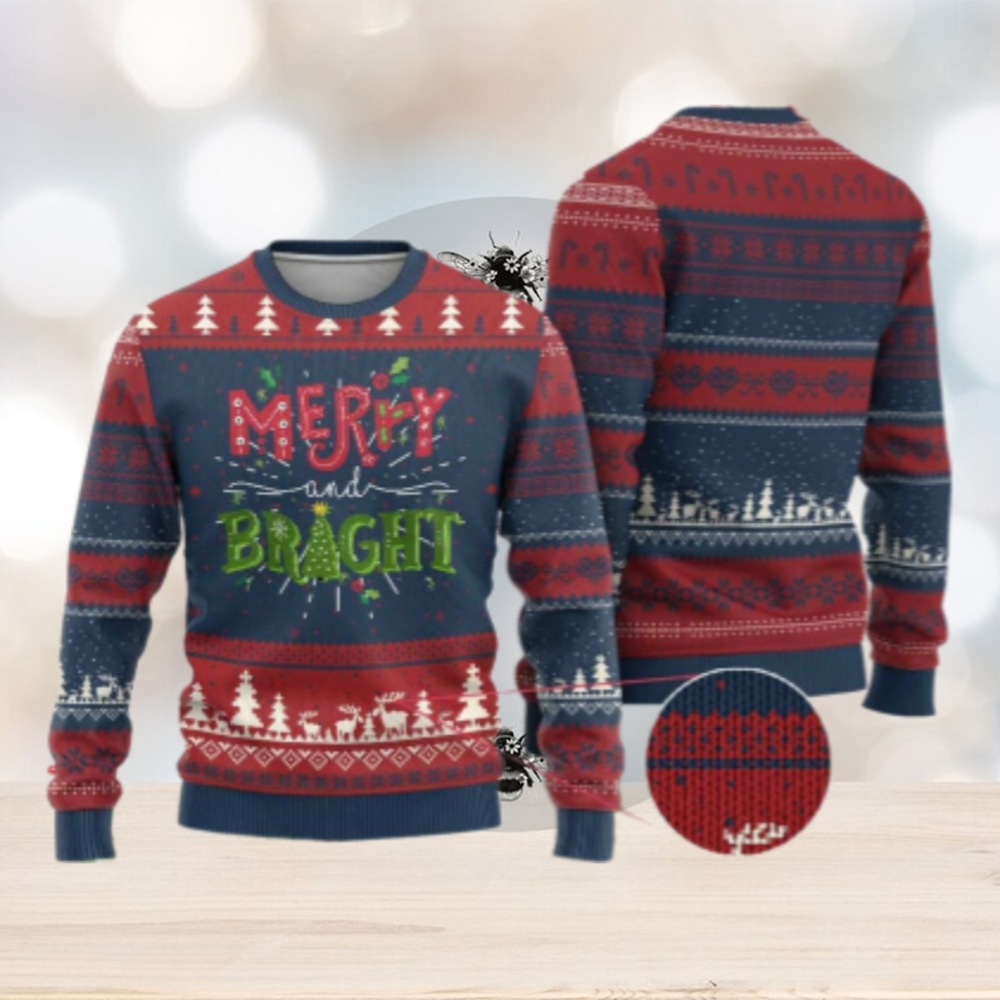 Merry And Bright Christmas Tree Xmas Holiday Ugly Christmas Sweater Merry And Bright Christmas Tree Xmas Holiday Ugly Christmas Sweater