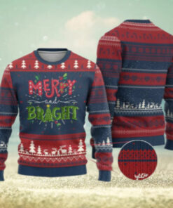 Merry And Bright Christmas Tree Xmas Holiday Ugly Christmas Sweater