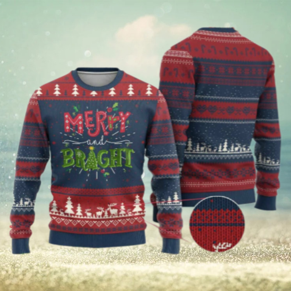 Merry And Bright Christmas Tree Xmas Holiday Ugly Christmas Sweater Merry And Bright Christmas Tree Xmas Holiday Ugly Christmas Sweater