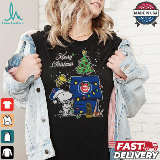 Merry Christmas With Snoopy Baby Chicago Cubs T Shirt