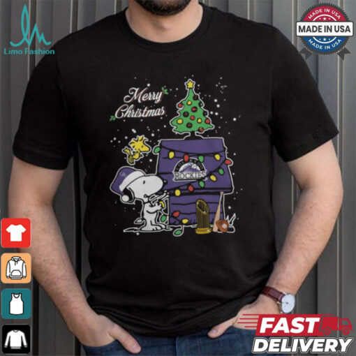 Merry Christmas With Snoopy Baby Colorado Rockies T Shirt