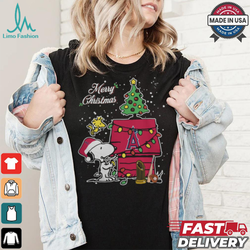 Merry Christmas With Snoopy Baby Los Angeles Angels T Shirt Merry Christmas With Snoopy Baby Los Angeles Angels T Shirt