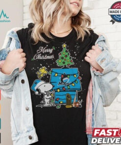 Merry Christmas With Snoopy Baby Miami Marlins T Shirt