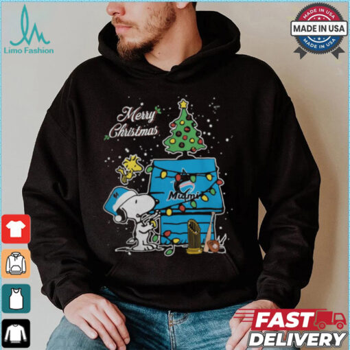Merry Christmas With Snoopy Baby Miami Marlins T Shirt