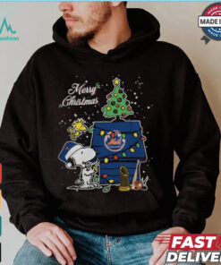 Merry Christmas With Snoopy Baby New York Mets T Shirt