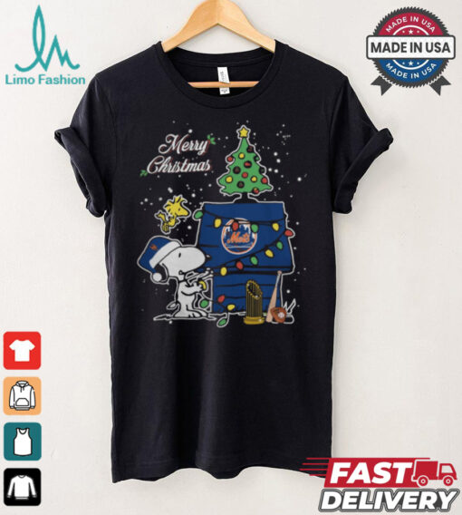 Merry Christmas With Snoopy Baby New York Mets T Shirt