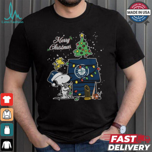 Merry Christmas With Snoopy Baby Seattle Mariners T Shirt