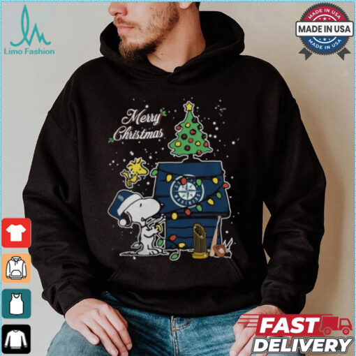 Merry Christmas With Snoopy Baby Seattle Mariners T Shirt