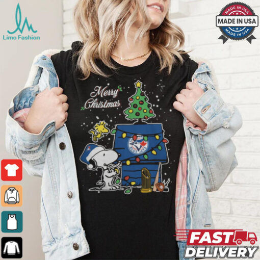 Merry Christmas With Snoopy Baby Toronto Blue Jays T Shirt