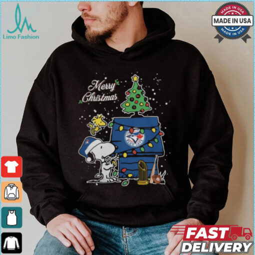 Merry Christmas With Snoopy Baby Toronto Blue Jays T Shirt
