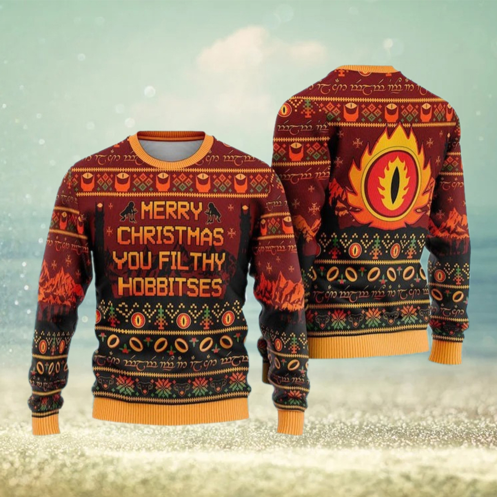 Merry Christmas You Filthy Hobbitses Ugly Christmas Sweater, Lord of the Rings Ugly Sweater Merry Christmas You Filthy Hobbitses Ugly Christmas Sweater, Lord of the Rings Ugly Sweater