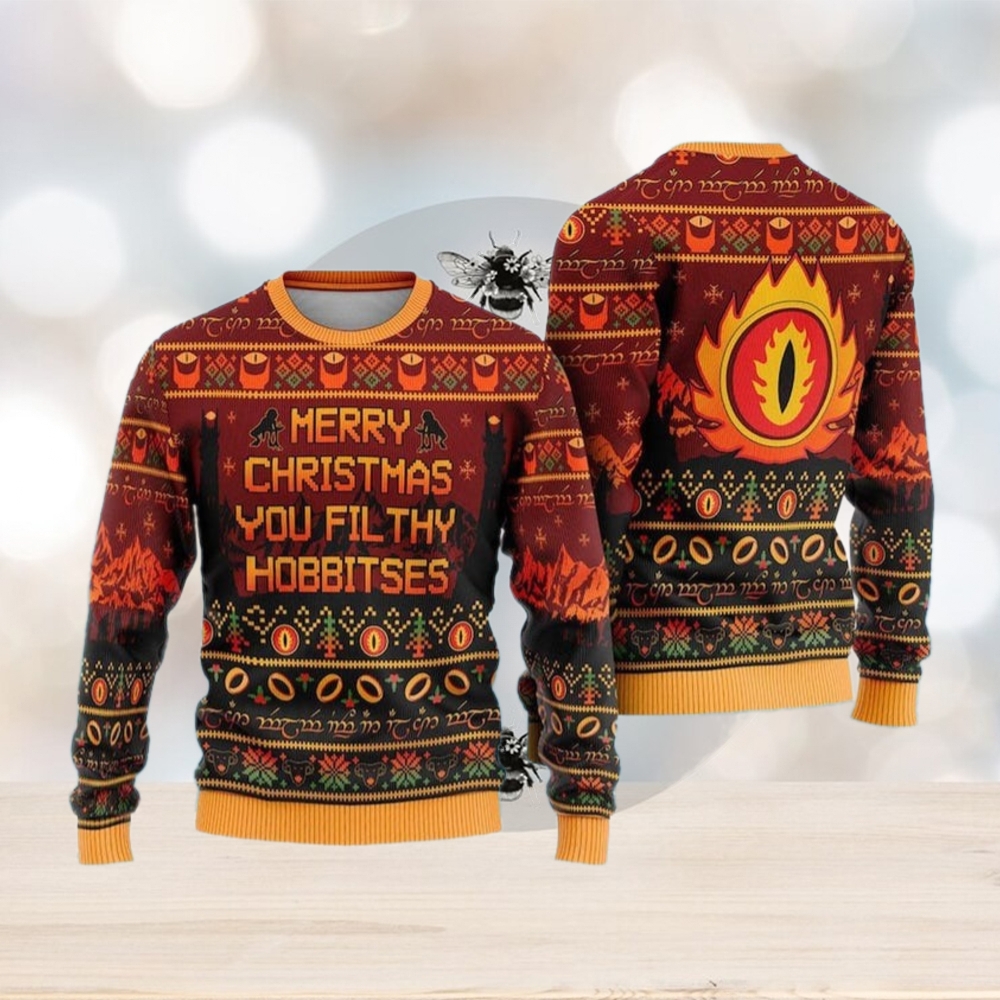 Merry Christmas You Filthy Hobbitses Ugly Christmas Sweater, Lord of the Rings Ugly Sweater Merry Christmas You Filthy Hobbitses Ugly Christmas Sweater, Lord of the Rings Ugly Sweater