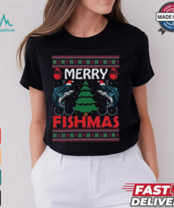 Merry Fishmas Funny Christmas Fishing Mens T Shirt