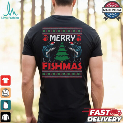Merry Fishmas Funny Christmas Fishing Mens T Shirt