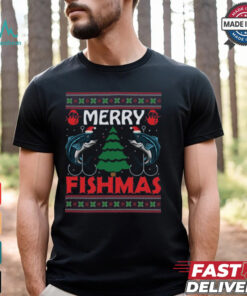 Merry Fishmas Funny Christmas Fishing Mens T Shirt