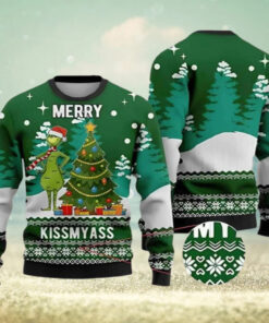 Merry Kiss My Ass Grnch Ugly Christmas Sweater