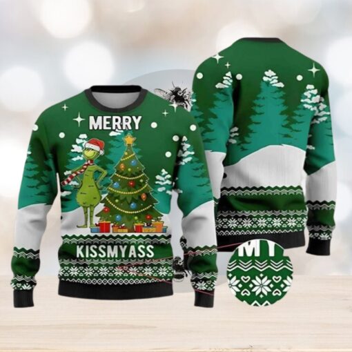 Merry Kiss My Ass Grnch Ugly Christmas Sweater