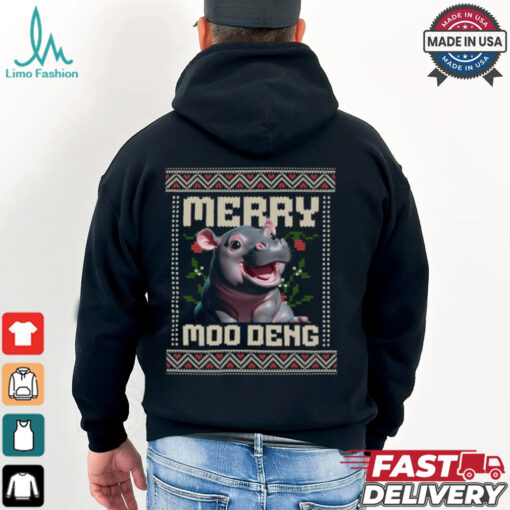 Merry Moodeng Santa Hippopotamus Christmas Shirt
