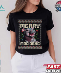Merry Moodeng Santa Hippopotamus Christmas Shirt