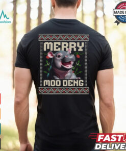 Merry Moodeng Santa Hippopotamus Christmas Shirt