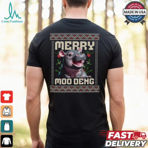 Merry Moodeng Santa Hippopotamus Christmas Shirt